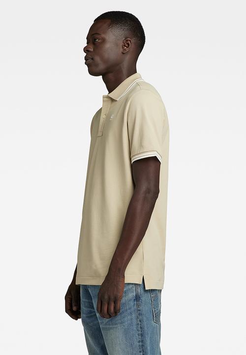 G-STAR - Dunda slim stripe polo short sleeve premium stretch - westpoint khaki