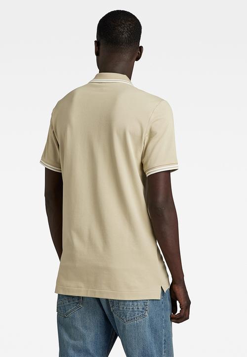G-STAR - Dunda slim stripe polo short sleeve premium stretch - westpoint khaki