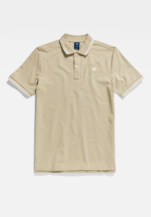 G-STAR - Dunda slim stripe polo short sleeve premium stretch - westpoint khaki