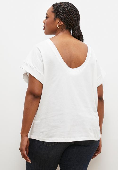 edit - Scoop back easy top - white