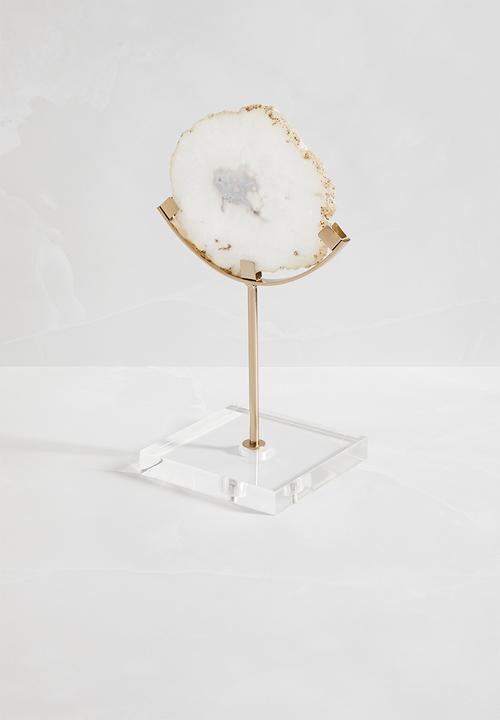 Sixth Floor - Agate object - white & gold