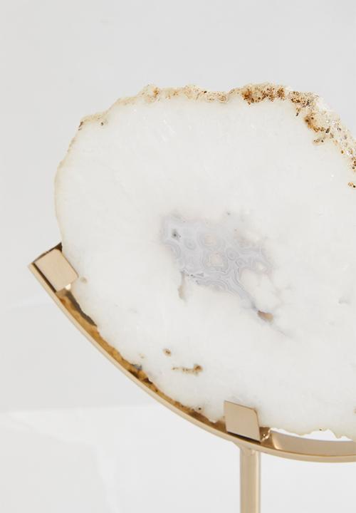 Sixth Floor - Agate object - white & gold