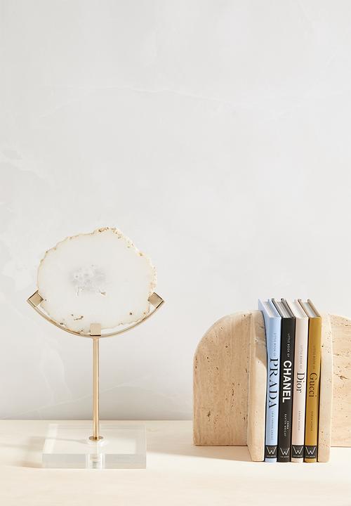 Sixth Floor - Agate object - white & gold