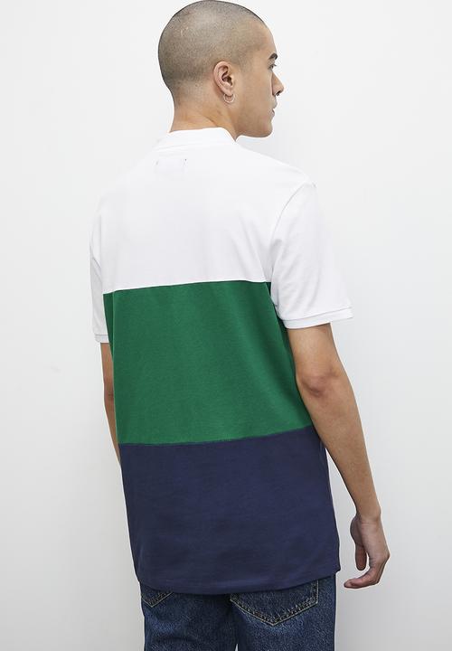 Superbalist - Luka colour block piquet golfer - navy & green