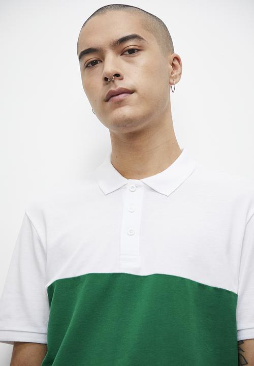 Superbalist - Luka colour block piquet golfer - navy & green