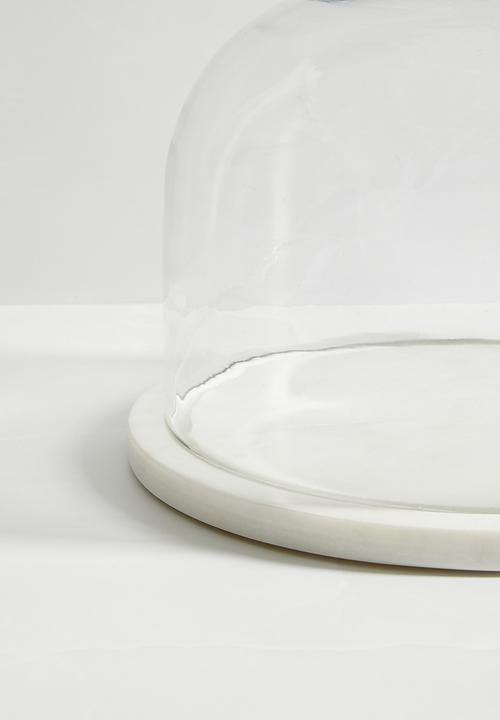 Sixth Floor - Stella marble cake dome - white & clear
