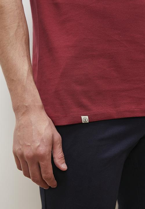Lark & Crosse - Brian stripe collar golfer - plum