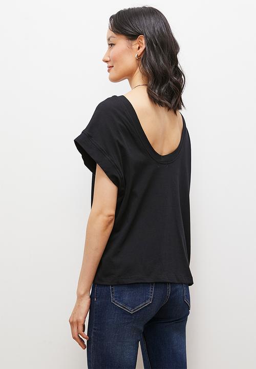 edit - Scoop back easy top - black