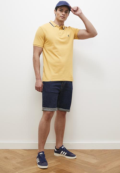 Lark & Crosse - Brian stripe collar golfer - stone
