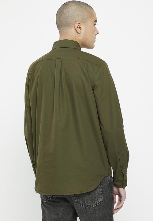 basicthread - Regular fit twill long sleeve overshirt - fatigue