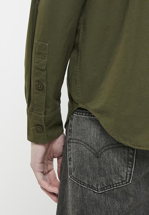 basicthread - Regular fit twill long sleeve overshirt - fatigue