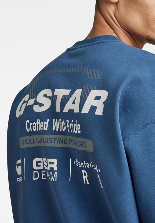 G-STAR - Old skool back gr loose sw dry ashor sweat - rank blue