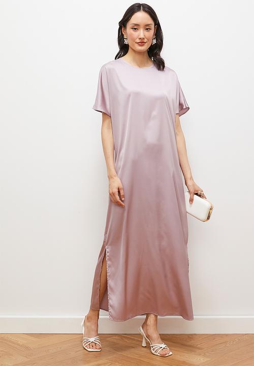 edit - Grown on sleeve satin maxi - taupe