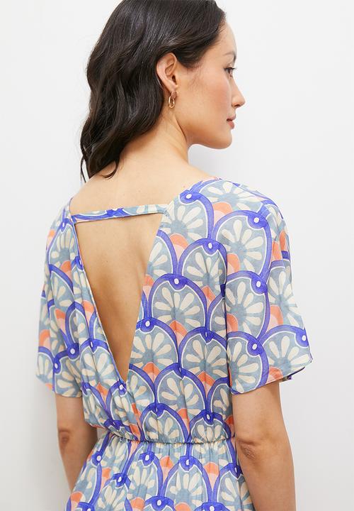 edit - Extended sleeve empire midi dress - blue mediterranean tile