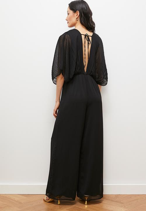 edit - Pleated dolman sleeve jumpsuit - black