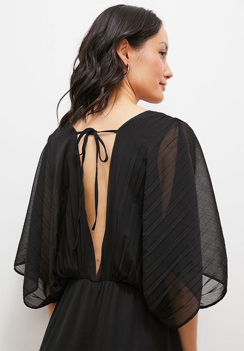 edit - Pleated dolman sleeve jumpsuit - black