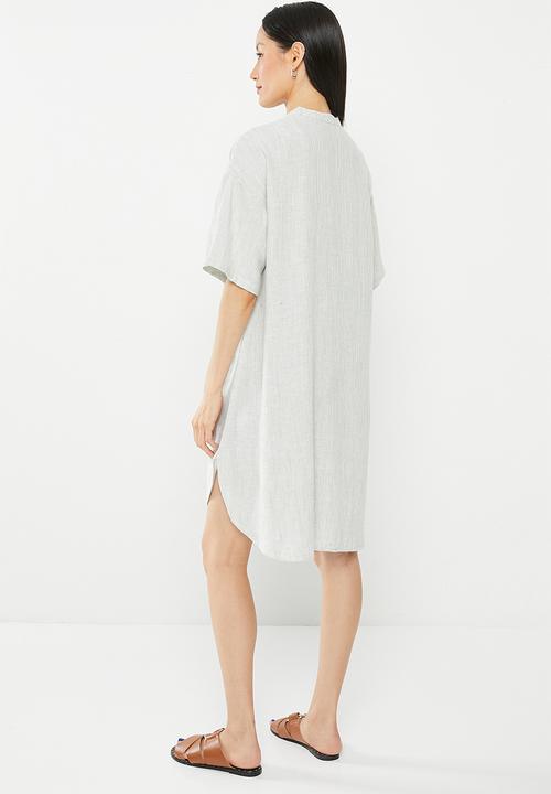 Vero Moda - Linen 2/4 stripe tunic - reseda snow white