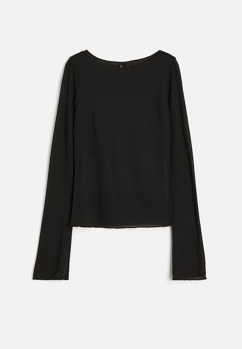 H&M - Sheer ribbed top - black