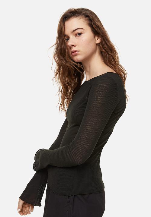 H&M - Sheer ribbed top - black