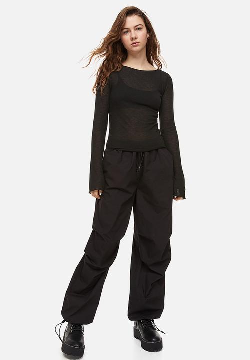 H&M - Sheer ribbed top - black