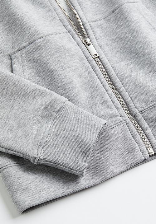 H&M - Fitted zip-through hoodie - light grey marl