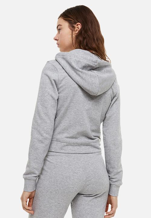 H&M - Fitted zip-through hoodie - light grey marl