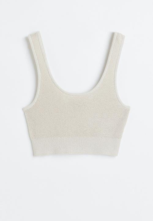 H&M - Waffle-knit crop top - greige