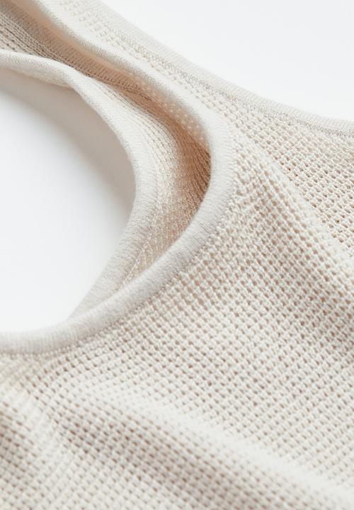 H&M - Waffle-knit crop top - greige