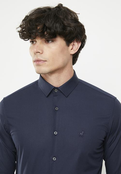 POLO - Mens slim stretch long sleeve shirt - navy 