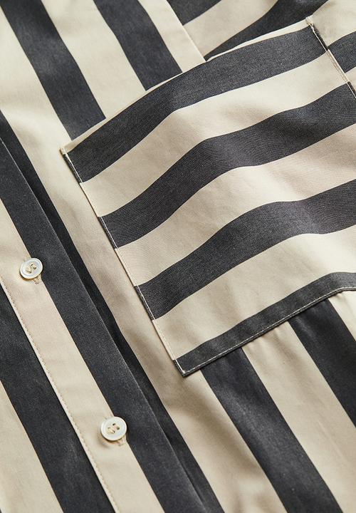 H&M - Cotton shirt - black/striped 