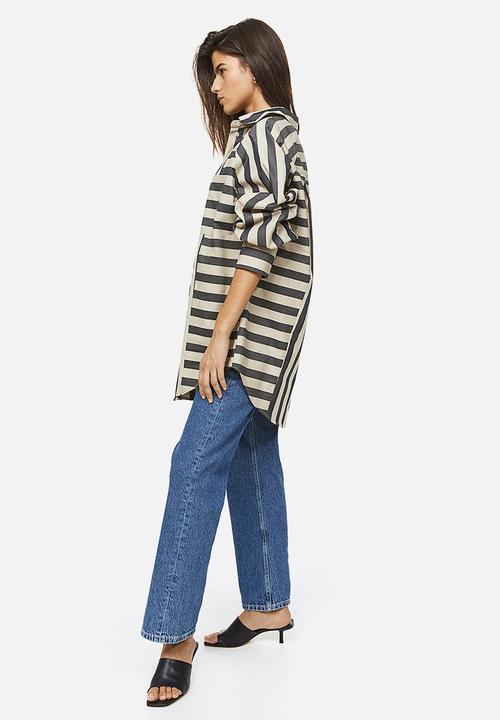 H&M - Cotton shirt - black/striped 