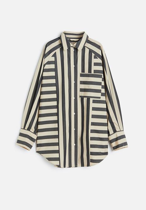 H&M - Cotton shirt - black/striped 