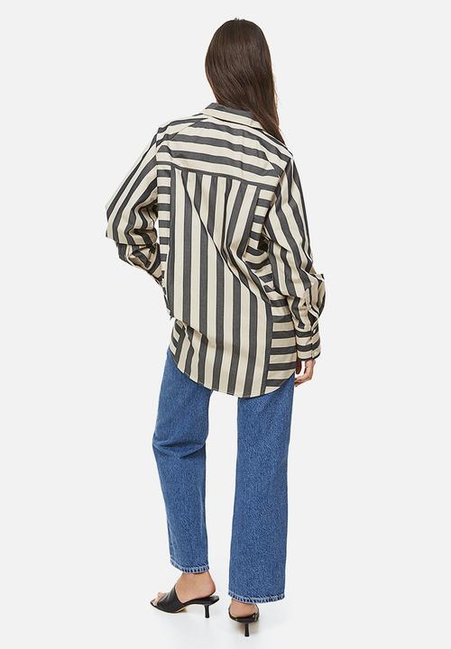 H&M - Cotton shirt - black/striped 