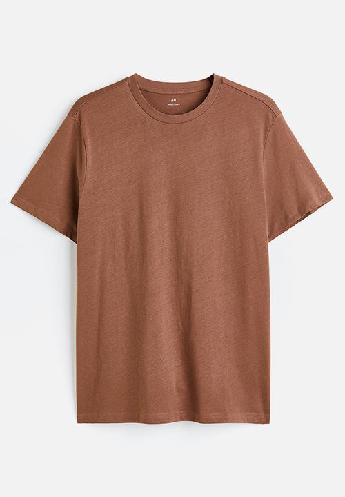 H&M - Regular fit round-neck T-shirt - brown