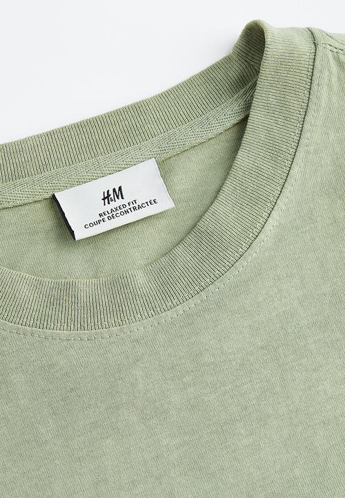 H&M - Relaxed fit jersey top - sage green/tie-dye