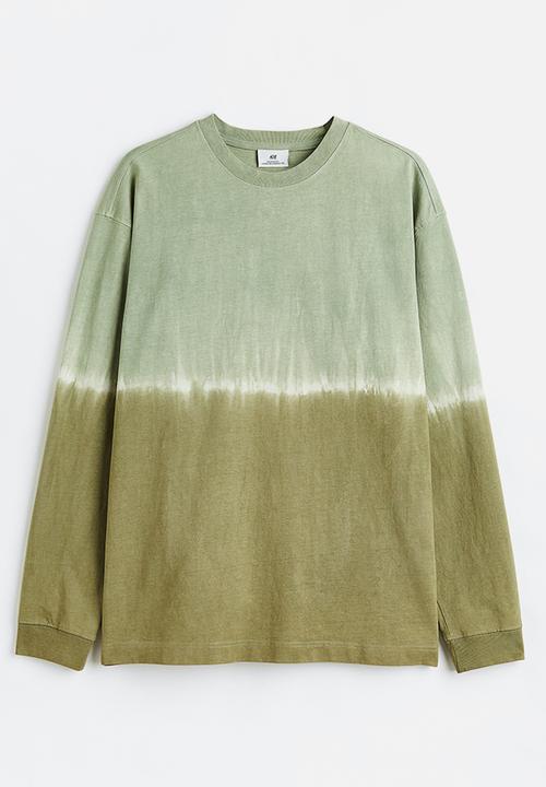 H&M - Relaxed fit jersey top - sage green/tie-dye