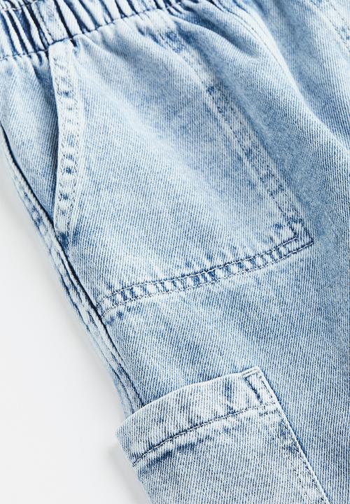 H&M - Cargo pull-on trousers - light denim blue