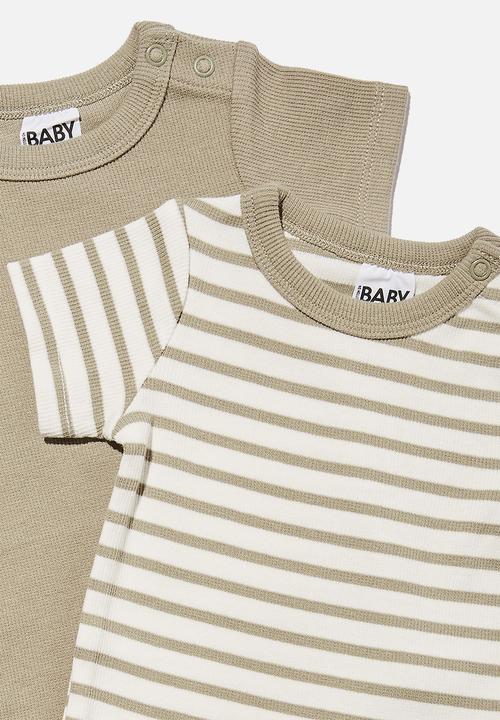 Cotton On - 2 Pack essentials short sleeve bubbysuit - silver sage organic