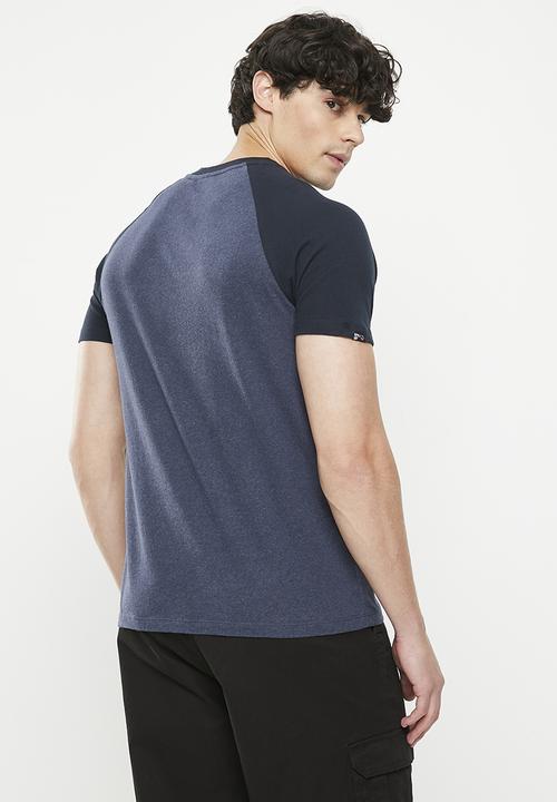 Superdry. - Vintage gym ath raglan tee - eclipse navy/lauren navy marl