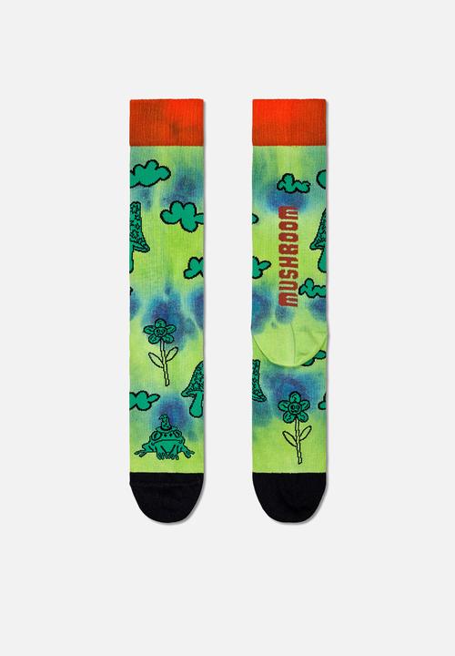 Happy Socks - Make room for shroom crew sock - green