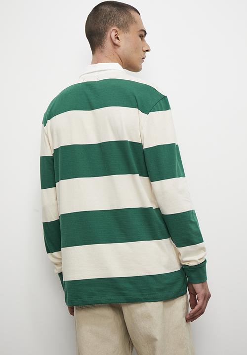 Superbalist - Siya long sleeve rugby stripe tee - green & ecru