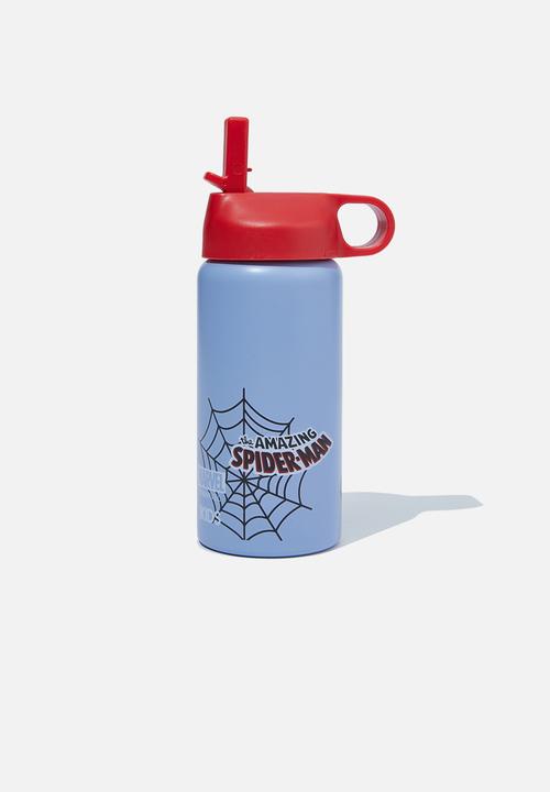 Cotton On - Kids metal drink bottle - lcn mar spiderman/dusty blue