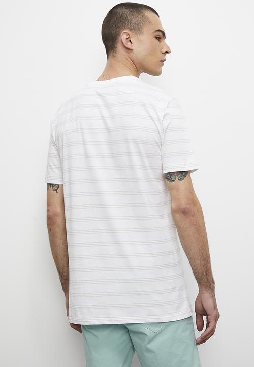 Superbalist - ASH y/d short sleeve 3 stripe crew neck tee - stone & ecru