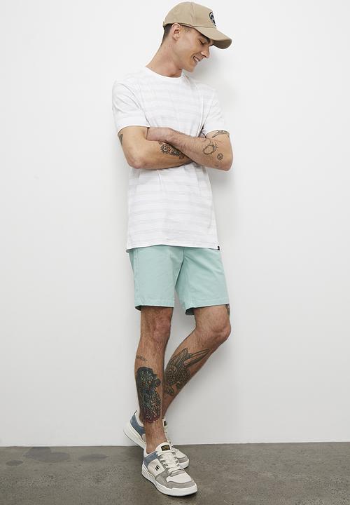 Superbalist - ASH y/d short sleeve 3 stripe crew neck tee - stone & ecru