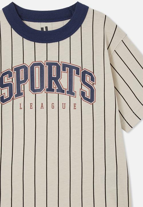 Cotton On - Jonny short sleeve print tee - rainy day stripe/sports league