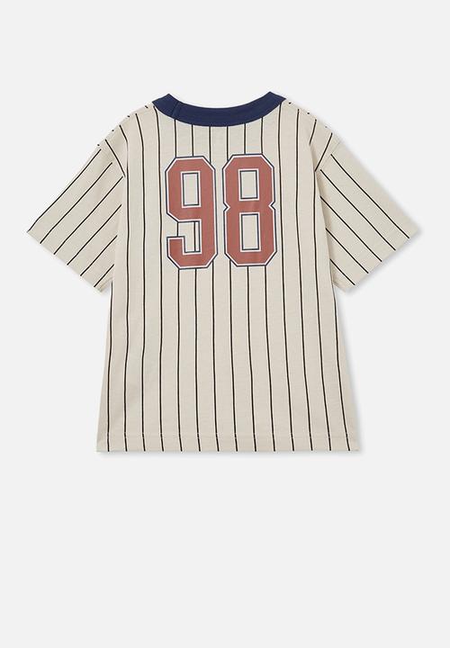 Cotton On - Jonny short sleeve print tee - rainy day stripe/sports league