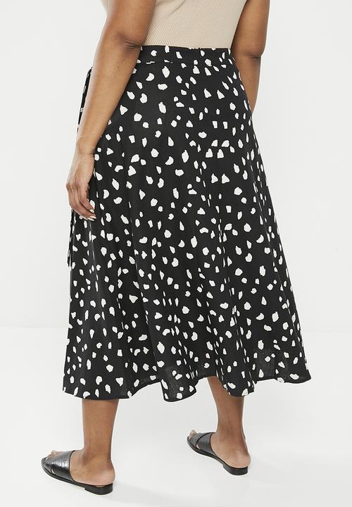 Me&B - Plus faux wrap midi a line skirt - mottled spot