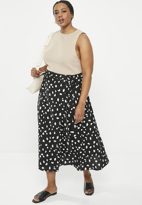 Me&B - Plus faux wrap midi a line skirt - mottled spot