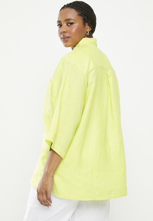 Me&B - Plus oversized linen shirt - lime