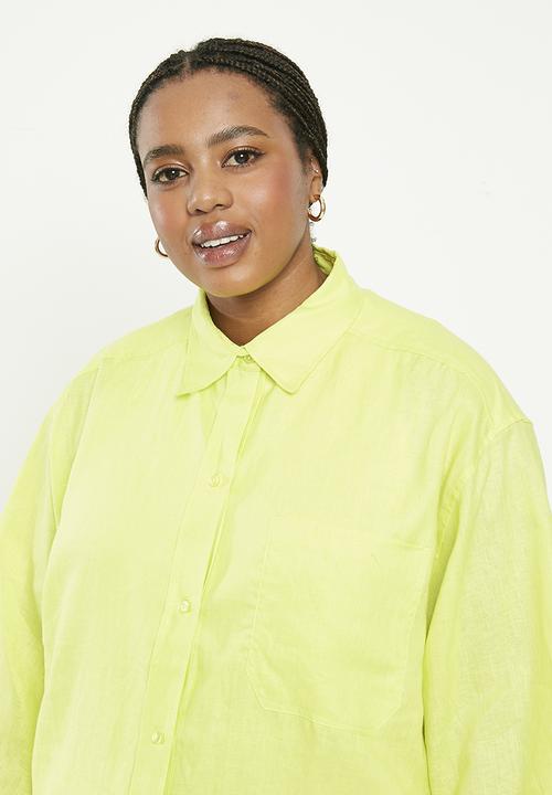 Me&B - Plus oversized linen shirt - lime